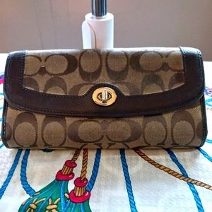 Brown and tan Coach wallet